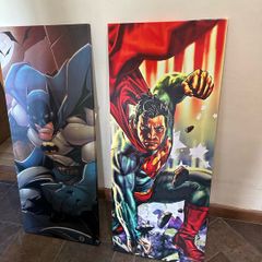 Batman and superman canvas wood print