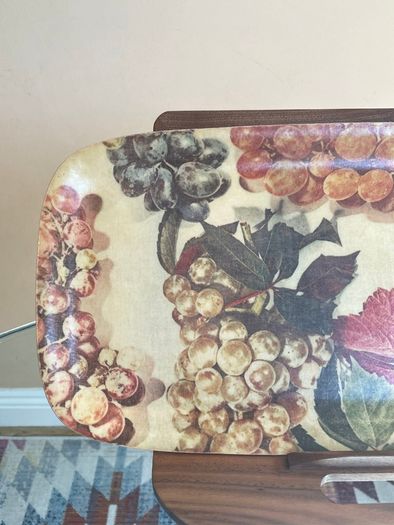 Vintage French Manover Fiberglass Tray, Grape Vine