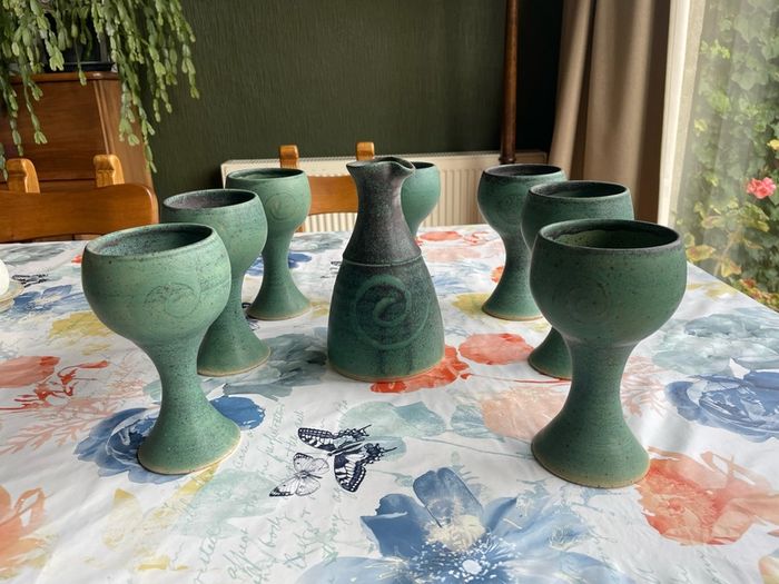 Pottery Jug & Goblets