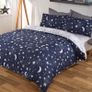 Moon Stars Galaxy Duvet Cover with Pillowcase Reversible Night Sky Bedding Set, Navy Blue Grey - Single Image 3