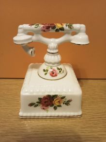Vintage Porcelain  "Cottage Rose" Telephone Miniature