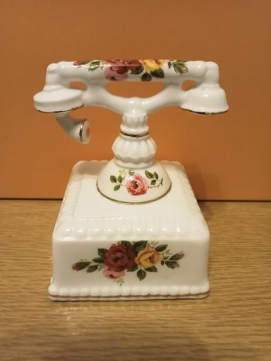 Vintage Porcelain  "Cottage Rose" Telephone Miniature