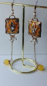 Elegant Gold & Yellow Period Ornate Style Earrings