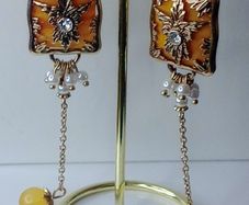 Elegant Gold & Yellow Period Ornate Style Earrings