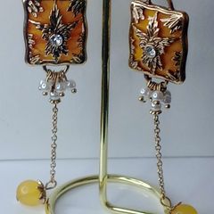 Elegant Gold & Yellow Period Ornate Style Earrings