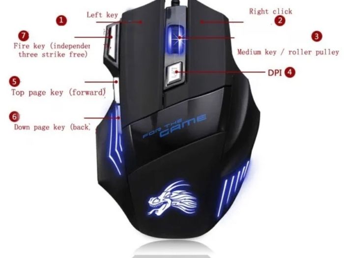 Pro 7 Button Gaming Mouse 5500 DPI Optical LED Gamer