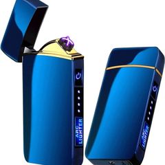 USB Lighter Electric Rechargeable Arc Windproof Flameless Dual Plasma LED Touch