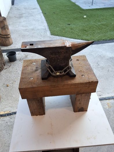 anvil on timber stand
