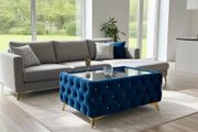 Chesterfield Coffee Table Velvet Rectangle 83x63x45cm with Glass