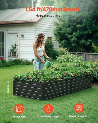 Metal Raised Garden Bed 203 x 102 x 48cm