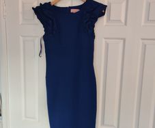 Ted Baker Royal Blue Dress with Ruffle Shoulders  Size UK 10 Ted Size 2