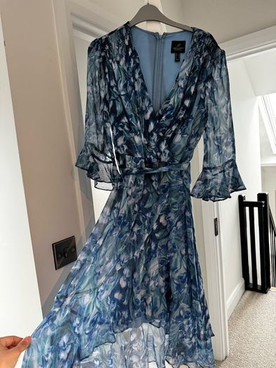Adrianna Papell Blue Floral Chiffon