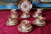 Antique 21 Piece Royal Albert Lady Hamilton Bone China Tea Set For 6 Person Setting Made In England