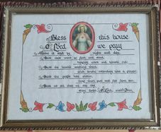 Vintage Bless This House Framed Religious Calligraphy Picture