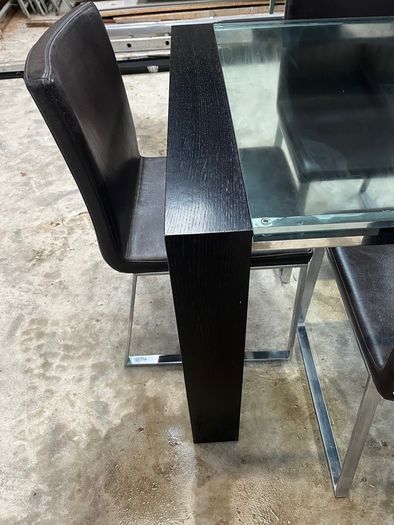Modern black glass dining set-6 chairs- casa design