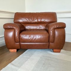 Tan Leather Couches - 3 seater 2 seater armchair