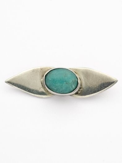 925 Vintage Sterling Silver Turquoise Brooch, 1982