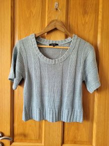 Dunnes Store Light Blue Short Sleeve Knitted Jumper / Top