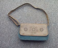 Denim and Leather Effect Shoulder Bag.