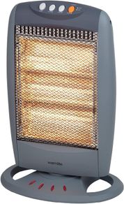 NEW SALE | 3 Bar Halogen Heater with Carry Handle, Safety Tip-Over Switch, 1200W, Grey
