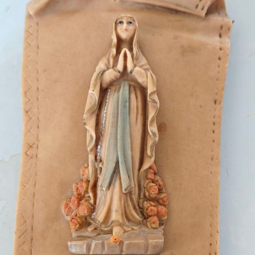 Pair of Holy Water fonts, Child of Prague and Our Lady, devotional item,