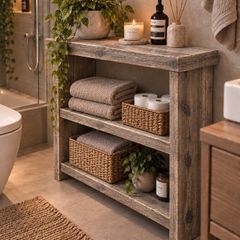 Handmade Aged Driftwood Style Rustic Bathroom Unit