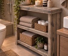 Handmade Aged Driftwood Style Rustic Bathroom Unit