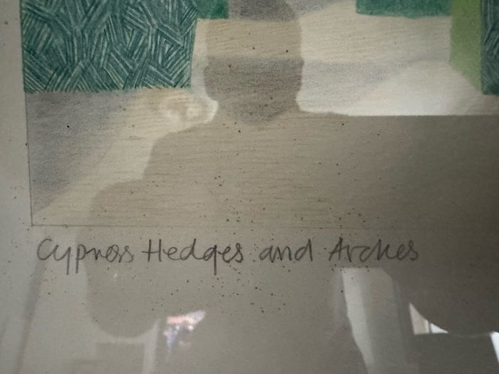 Original Signed Danker Napiorkowska Drawing (1980) - "Cypress Hedges and Arches"