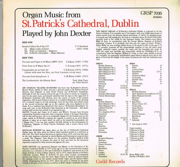 John Dexter - Organ Music From St. Patrick's Cathedral Vinyl LP 1980