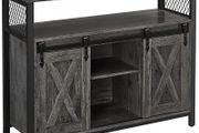 _Sideboard Kitchen Cabinet Storage Cabinet with 2 Sliding Doors Adjustable Shelf Industrial for Living Room Anthracite Grey Black
