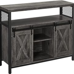 _Sideboard Kitchen Cabinet Storage Cabinet with 2 Sliding Doors Adjustable Shelf Industrial for Living Room Anthracite Grey Black
