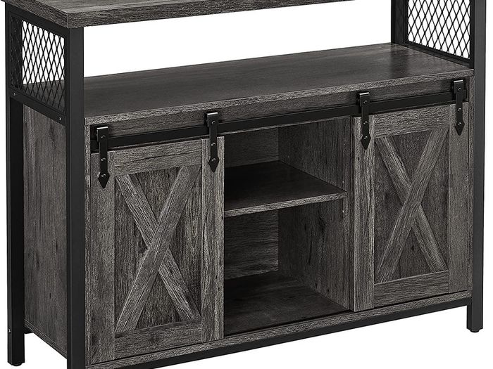Sideboard Kitchen Cabinet Storage Cabinet with 2 Sliding Doors Adjustable Shelf Industrial for Living Room Anthracite Grey Black