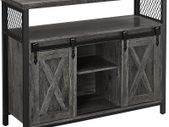 Sideboard Kitchen Cabinet Storage Cabinet with 2 Sliding Doors Adjustable Shelf Industrial for Living Room Anthracite Grey Black