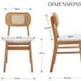 Set of 2 PU Leather Rattan Dining Room Chairs Upholstered Chairs with Solid Wood Legs Image 2