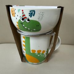 Kids porcelain set salad bowl + mug Bobi
