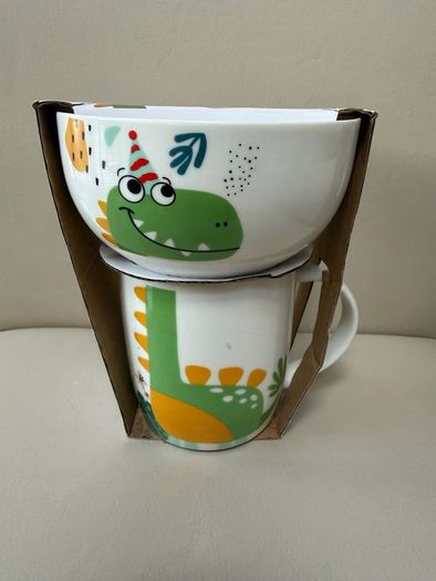 Kids porcelain set salad bowl + mug Bobi