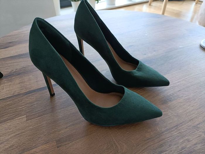 forest green high heel shoes uk5