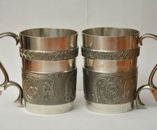 Vintage Pair of Mullingar Pewter Celtic Kells Tankards 10oz Toyota Golf Cup 1987 (Set of 2)