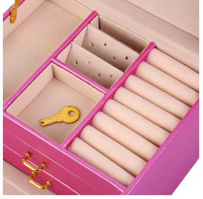 BRAND NEW 3 Layer Velvet PU Jewelry Box Organizer