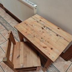 Small Wooden Table with Chair