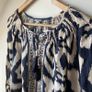 Jigsaw Navy & White Ikat Linen-Blend Boho Blouse Image 4