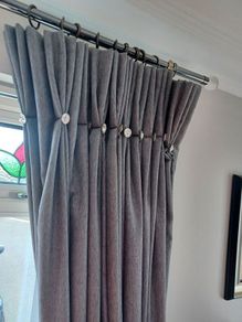 bespoke  pinch pleat curtains grey diamante