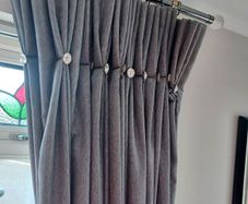 bespoke  pinch pleat curtains grey diamante