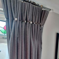 bespoke  pinch pleat curtains grey diamante