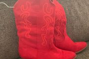 Red cow boy boots