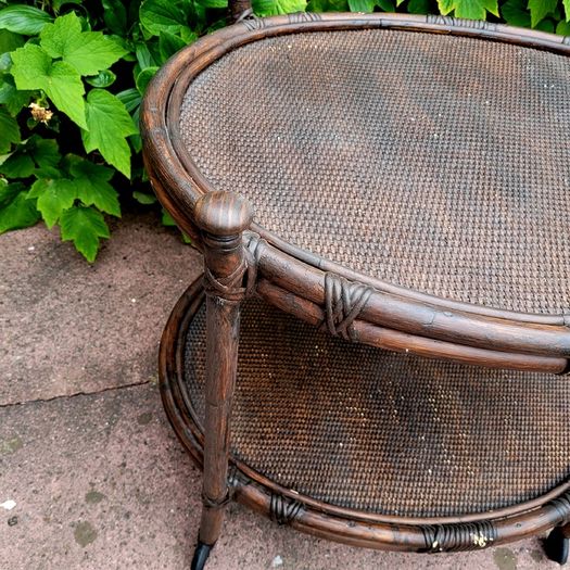Early 20th century french bamboo drinks trolley
