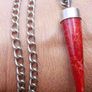 Vintage Red Fossilized Coral .925 Sterling Silver handcrafted Large Bali Bracelet and Red Coral Horn Pendant Necklace Image 5