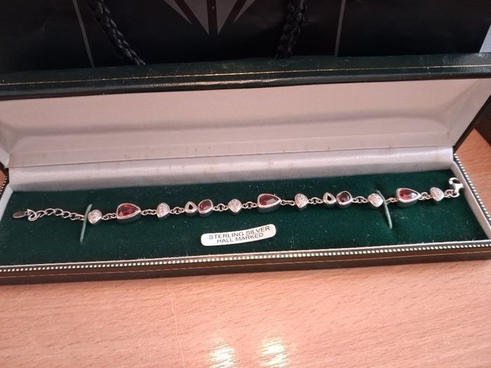Sterling Silver and Garnet Bracelet