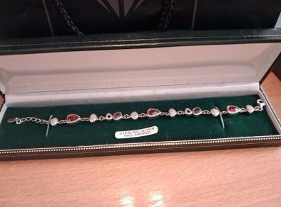 Sterling Silver and Garnet Bracelet