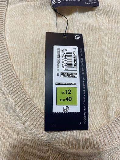 M and S linen blend knitwear Size 12 BNWT